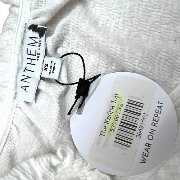 Anthem The Label Karina Top White Ruffle Sleeveless V-Neck Size XS NWT - Picture 6 of 9
